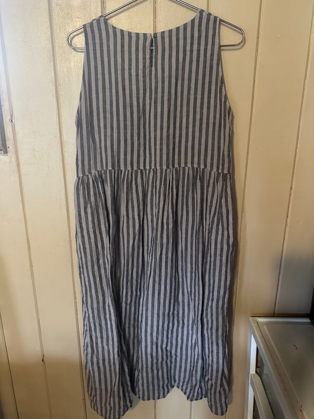 Ichi Antiquities Bold Stripe Linen Dress Gray One Size - Picture 2 of 5